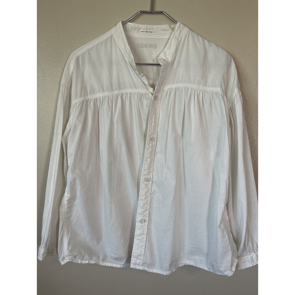 MOTHER White Cotton Button-Front Peasant Blouse